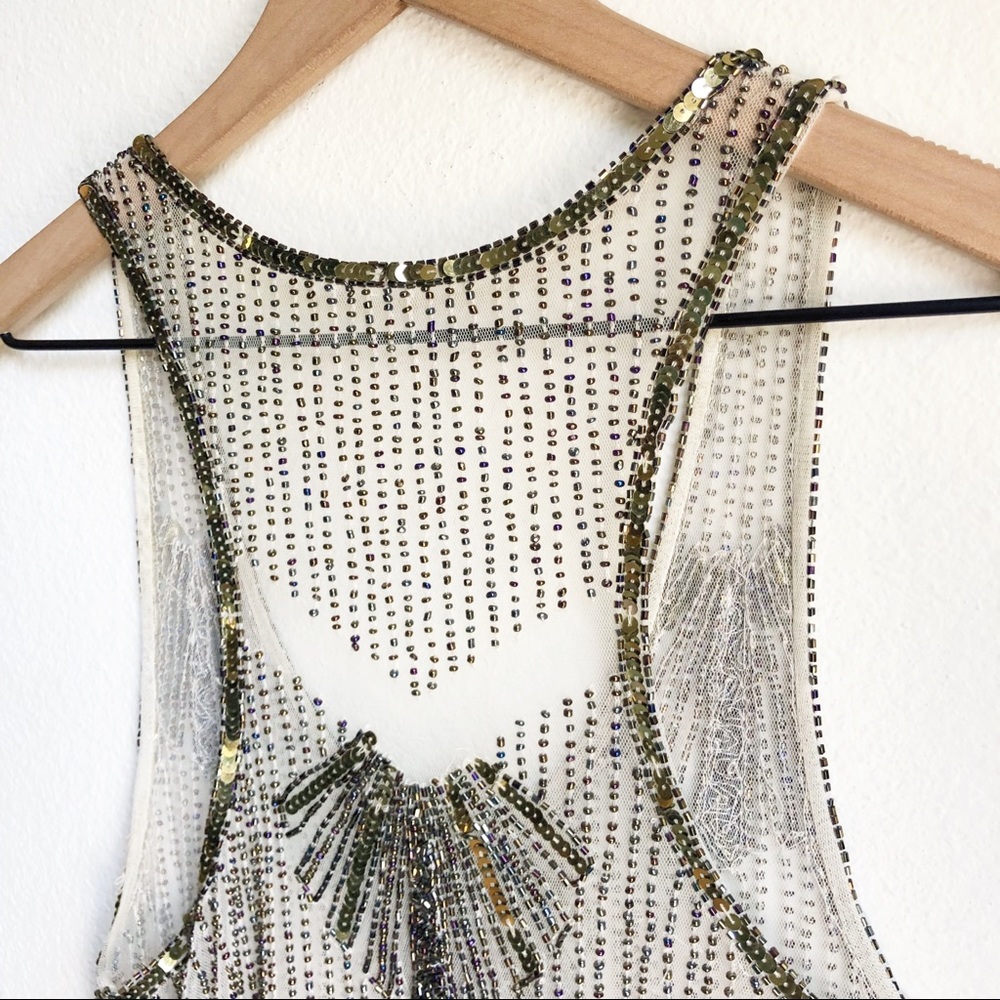 Vintage Style Beaded Tank Top Scalloped Hem - Picture 12 of 15